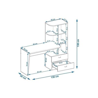 Mesa De Computador Solteiro Elisa C/ 2 Gavetas E 6 Nichos Branco - Permóbili