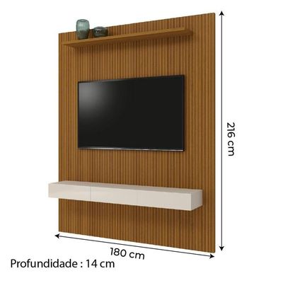 Painel Para Tv Até 75" Egeo Com Nicho 1,80M Off White Cedro