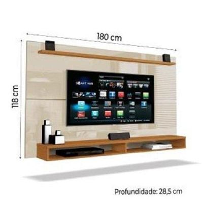 Painel Para Tv Até 65 Polegadas Com Prateleira 1,80m Max Cedro/off White Off White Cedro