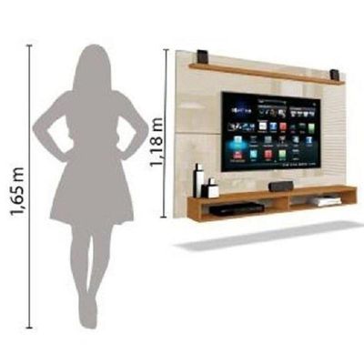 Painel Para Tv Até 65 Polegadas Com Prateleira 1,80m Max Cedro/off White Off White Cedro