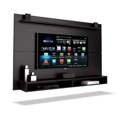 Painel Para Tv Até 65 Polegadas Com Prateleira 1,80m Max Preto Preto