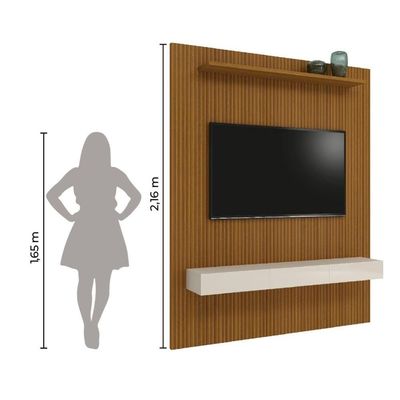 Painel Para Tv Até 75" Egeo Com Nicho 1,80M Off White Cedro