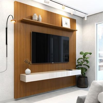 Painel Para Tv Até 75" Egeo Com Nicho 1,80M Off White Cedro