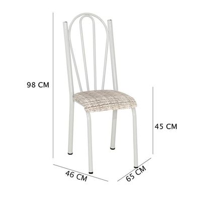 Kit 6 Cadeiras De Cozinha Alasca Estampado Rattan Pés De Ferro Branco - Pallazio