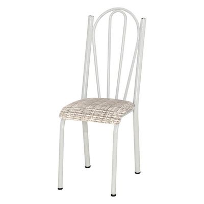 Kit 6 Cadeiras De Cozinha Alasca Estampado Rattan Pés De Ferro Branco - Pallazio