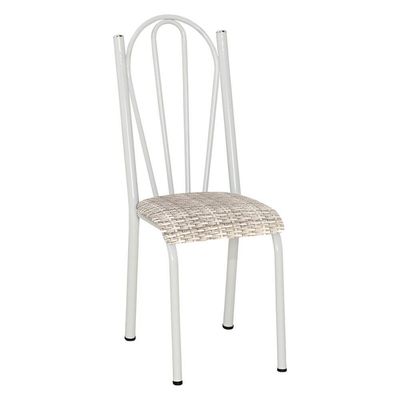Kit 6 Cadeiras De Cozinha Alasca Estampado Rattan Pés De Ferro Branco - Pallazio