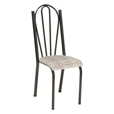Kit 6 Cadeiras De Cozinha Alasca Estampado Rattan Pés De Ferro Cromo Preto - Pallazio