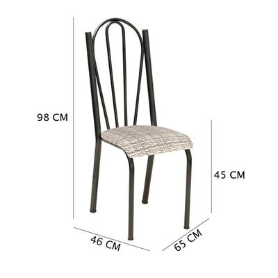 Kit 6 Cadeiras De Cozinha Alasca Estampado Rattan Pés De Ferro Cromo Preto - Pallazio