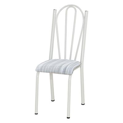 Kit 4 Cadeiras De Cozinha Alasca Estampado Linho Pés De Ferro Branco - Pallazio