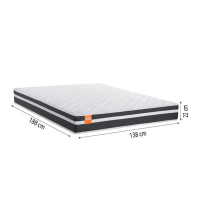 Cama Box Baú Casal Colchão Molas Qatar 138x188x63cm Branco / Preto - Suporta Até 150kg Por Pessoa Pr