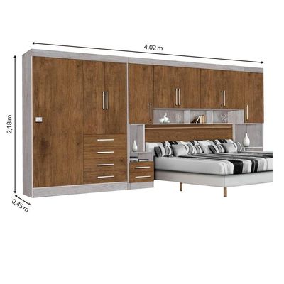 Guarda-roupas Modulado Georgia Queen Ja Avelã / Jequitibá Avelã / Jequitibá