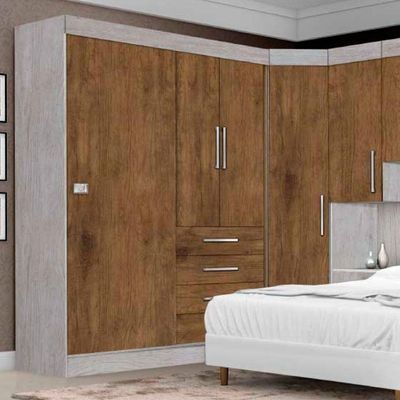 Dormitório Modulado Georgia Ja Avelã / Jequitibá P/ 1,38m Avelã / Jequitibá