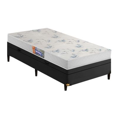 Cama Box Solteiro Baú Colchão Espuma D20 Supreme 88x188x53cm Preto