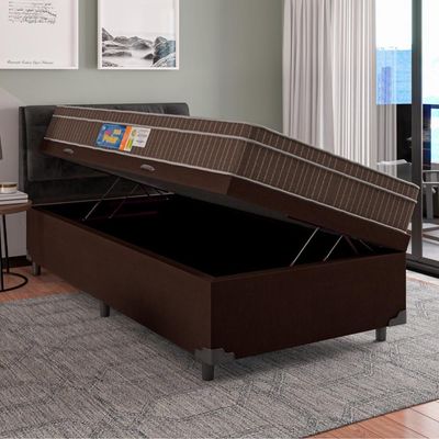 Cama Box Baú Solteiro Colchão Espuma Orthoface Polar 88X188X66Cm Marrom