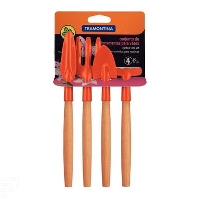 Conjunto Para Jardinagem Tramontina Peças Metálicas Com Cabo De Madeira 4 Peças Tramontina