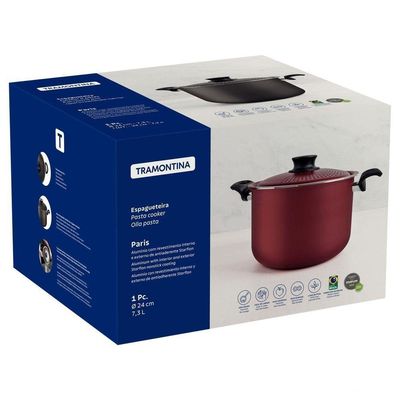 Espagueteira Paris Antiaderente Starflon Max Com Tampa De Alumínio Chumbo 24 Cm 7,3 L