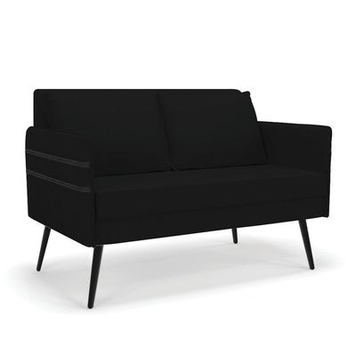 Kit 01 Namoradeira E 02 Poltronas Linho Preto A79