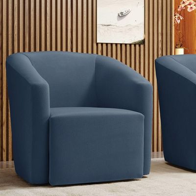 Poltrona Stella Max Suede Azul Marinho Base Giratória - D'rossi