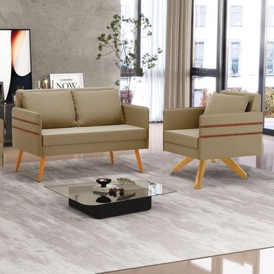 Kit 01 Namoradeira E 01 Poltrona Suede Ma30 Marrom Rato