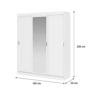 Guarda Roupa Casal 3 Portas 4 Gav Espelho Branco Carraro
