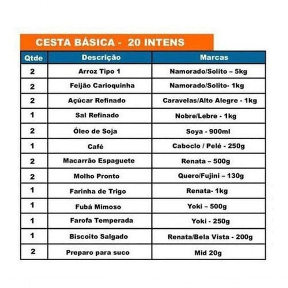 Cesta Básica Completa Produtos De Qualidade 20 Itens