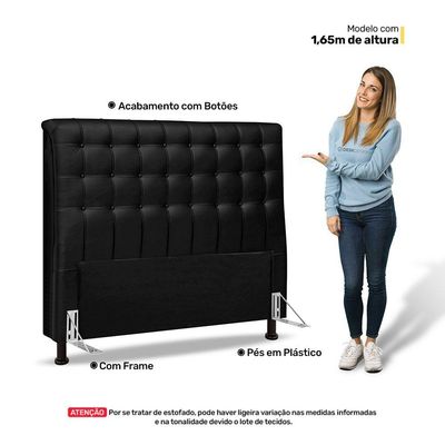 Cabeceira Cama Box Casal Ciara 140cm Botonê Com Frame Suede Preto
