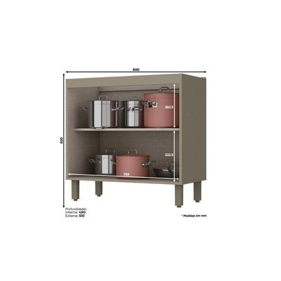 Kit Cozinha Completa 6 Peças Connect (2 Armários 2 Balcões 1 Paneleiro 1 Complemento) Duna/cristal