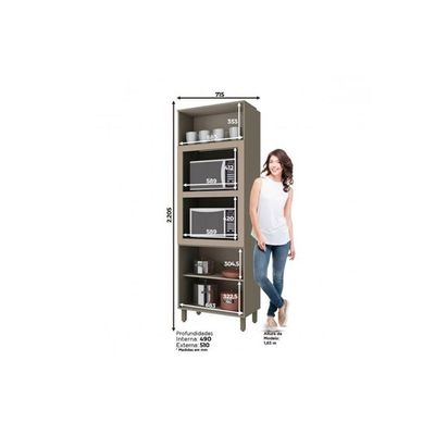 Kit Cozinha Completa 6 Peças Connect (2 Armários 2 Balcões 1 Paneleiro 1 Complemento) Duna/cristal