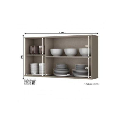Kit Cozinha Completa 6 Peças Connect (2 Armários 2 Balcões 1 Paneleiro 1 Complemento) Duna/cristal