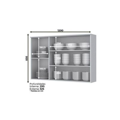 Kit De Cozinha Modulada 5pçs (2 Armários + 1 Balcão + 2 Complementos) C5P13 Branco - Henn