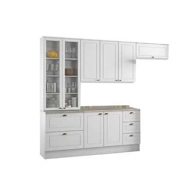 Kit De Cozinha Modulada 5pçs (2 Armários + 1 Balcão + 2 Complementos) C5P13 Branco - Henn