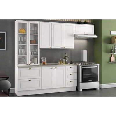 Kit De Cozinha Modulada 5pçs (2 Armários + 1 Balcão + 2 Complementos) C5P13 Branco - Henn