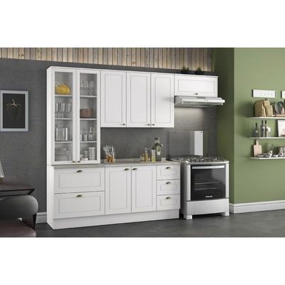 Kit De Cozinha Modulada 5pçs (2 Armários + 1 Balcão + 2 Complementos) C5P13 Branco - Henn