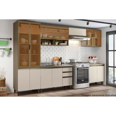 Balcão De Cozinha Modulado Connect C/ 2 Portas S/ Tampo Duna/cristal - Henn