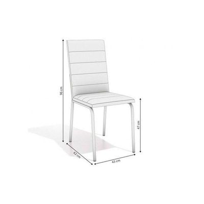 Kit Mesa Reno C- Tampo de Vidro 150cm + 6 Cadeiras Amsterdã Cromada Nude
