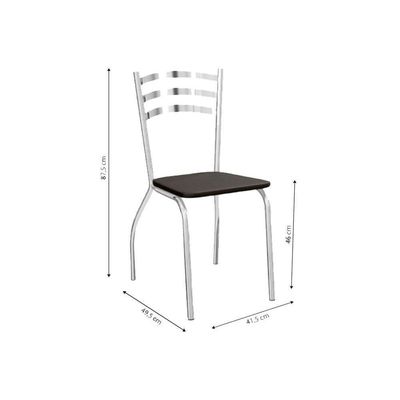 Kit Mesa Elba C- Tampo de Vidro 150cm + 6 Cadeiras Portugal Cromada Nude