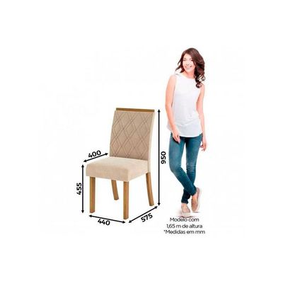 Kit Mesa Orus C- Tampo 120cm + 4 Cadeiras Vita Nature Bege