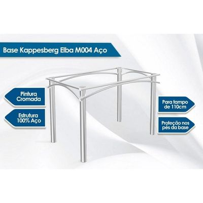 Kit Mesa Elba C- Tampo de Vidro 150cm + 6 Cadeiras Portugal Cromada Nude