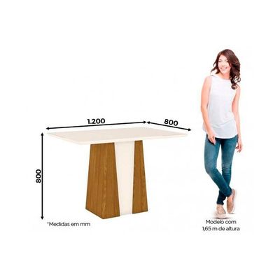 Kit Mesa Orus C- Tampo 120cm + 4 Cadeiras Vita Nature Bege