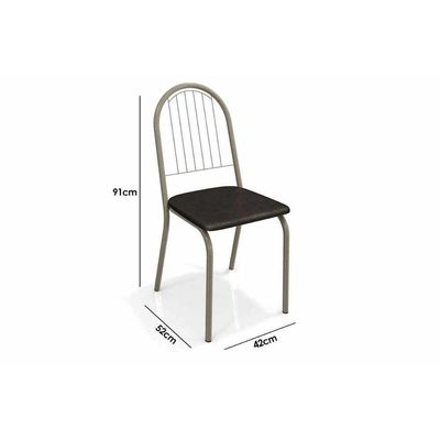 Kit Mesa Sena Níquel C- Tampo 90cm + 4 Cadeiras Noruega Cromada Preto