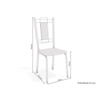 Kit Mesa Reno C- Tampo Vidro 150cm + 6 Cadeiras Florença Cromado Courano Nude