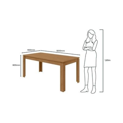 Mesa De Sala Jantar Athenas + Tampo Madeirado 180x90cm Amêndoa