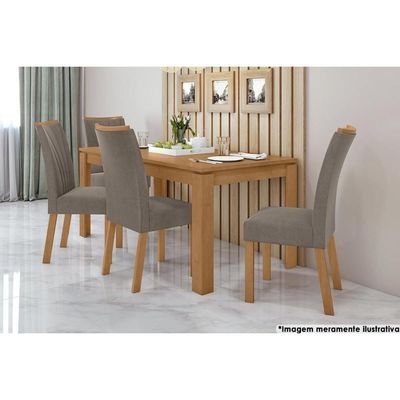 Mesa De Sala Jantar Athenas + Tampo Madeirado 180x90cm Amêndoa
