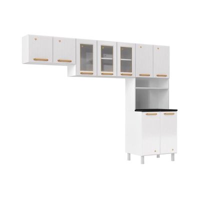 Kit De Cozinha Modulada 3 Peças Diamante (2 Armários + 1 Paneleiro) Branco - Telasul