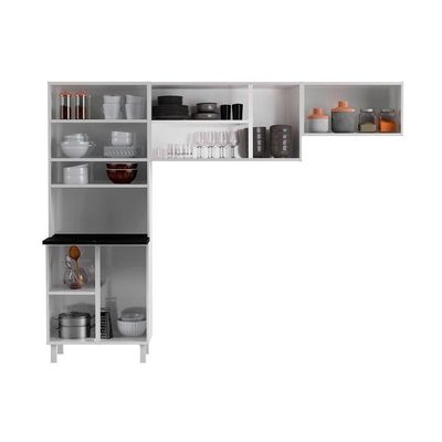 Kit De Cozinha Modulada 3 Peças Diamante (2 Armários + 1 Paneleiro) Branco - Telasul