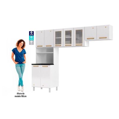 Kit De Cozinha Modulada 3 Peças Diamante (2 Armários + 1 Paneleiro) Branco - Telasul