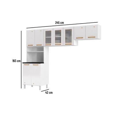Kit De Cozinha Modulada 3 Peças Diamante (2 Armários + 1 Paneleiro) Branco - Telasul