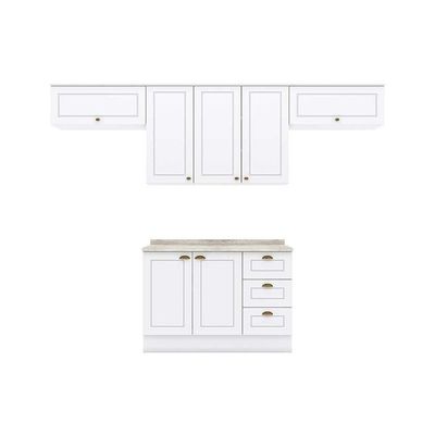 Kit De Cozinha Completa 5 Peças Americana (3 Armários 1 Balcão 1 Complemento) C5p11 Branco - Henn