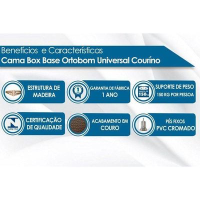 Cama Box Base Universal Queen Americana Courano White (158x198x23) - Ortobom