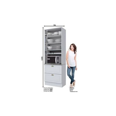 Kit De Cozinha Completa 5 Peças Americana (2 Armários 1 Balcão 1 Paneleiro 1 Complemento) Branco